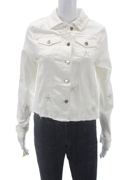 Renuar Women White Basic Jacket Long Sleeve Button Cotton Size S