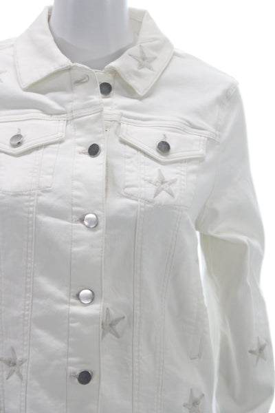 Renuar Women White Basic Jacket Long Sleeve Button Cotton Size S