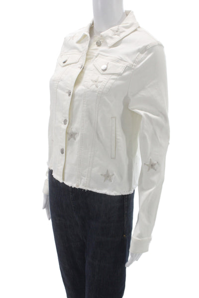 Renuar Women White Basic Jacket Long Sleeve Button Cotton Size S