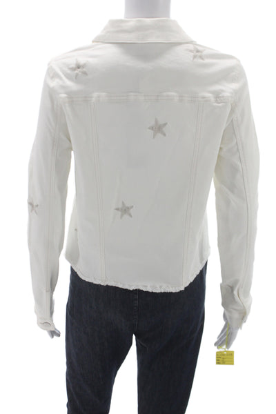 Renuar Women White Basic Jacket Long Sleeve Button Cotton Size S