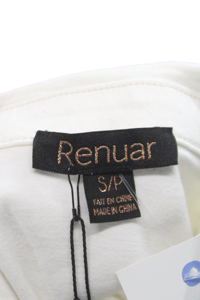 Renuar Women White Basic Jacket Long Sleeve Button Cotton Size S