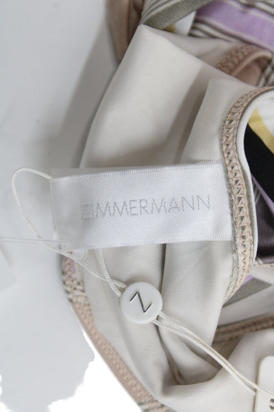 Zimmermann Women Swimwear Bottoms Striped Beige Nylon Size M