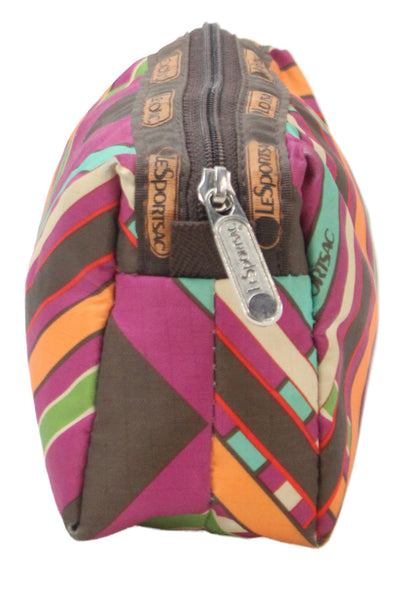 LeSportsac Womens Nylon Makeup Pouch Multi Color Brown Pink Orange