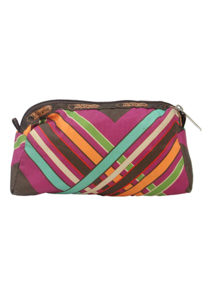 LeSportsac Womens Nylon Makeup Pouch Multi Color Brown Pink Orange