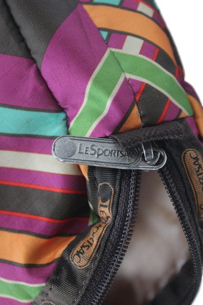 LeSportsac Womens Nylon Makeup Pouch Multi Color Brown Pink Orange