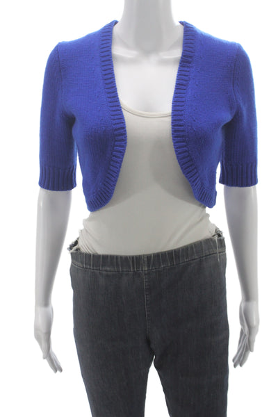 Michael Kors Women Cashmere Shrug Sweater Blue Round Neck Size XS