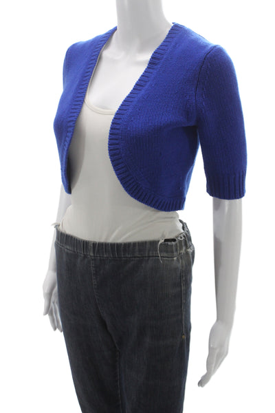 Michael Kors Women Cashmere Shrug Sweater Blue Round Neck Size XS