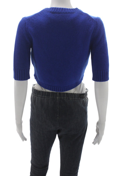 Michael Kors Women Cashmere Shrug Sweater Blue Round Neck Size XS