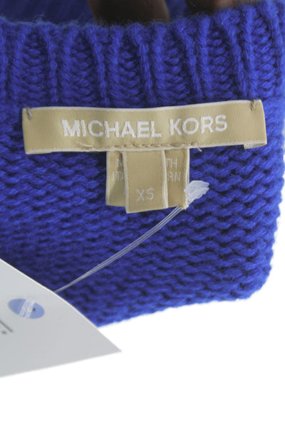 Michael Kors Women Cashmere Shrug Sweater Blue Round Neck Size XS