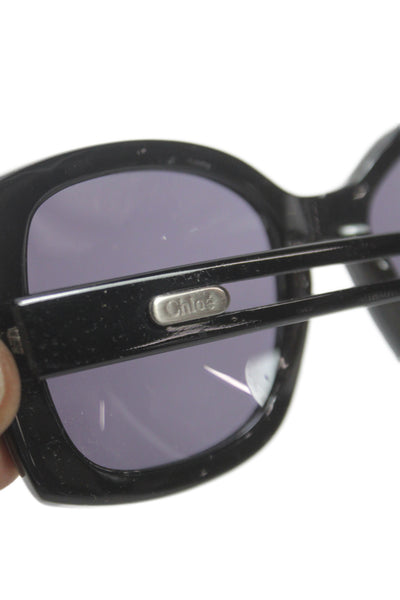 Chloe Womens Acetate Round Frame Sunglasses Black 140mm