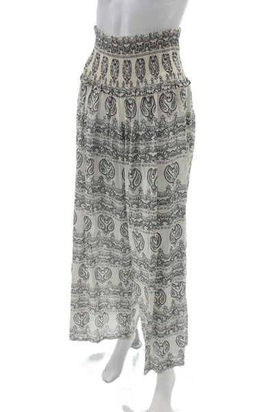 Tory Burch Women Harem Pants White Paisley Cotton Bohemian Size M