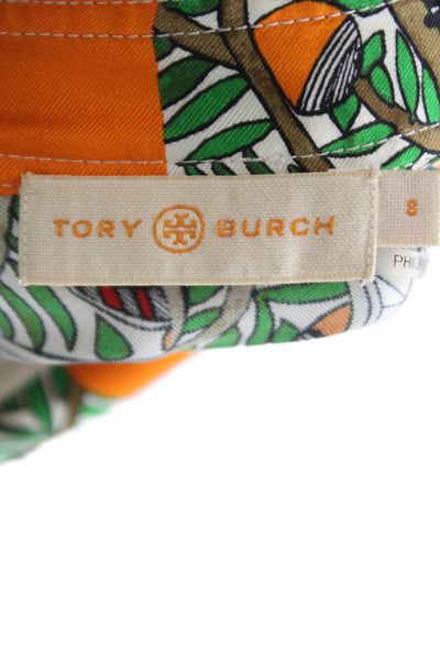 Tory Burch Women Striped Silk Button-Up Blouse Collared Long Sleeve Size 8