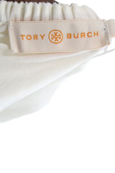 Tory Burch Women Tunic Linen Ivory Square Neck Short Sleeve Size S