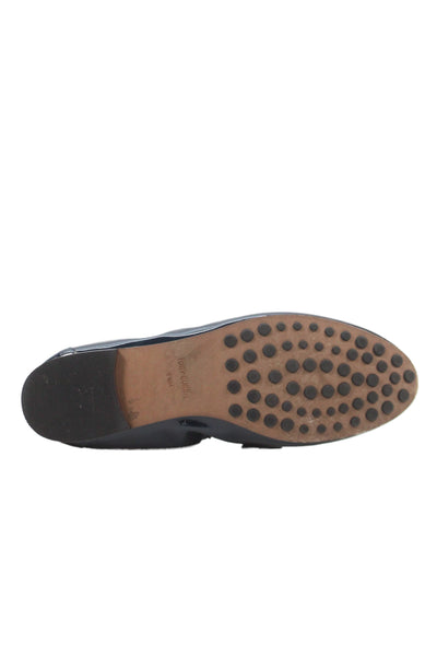 Tory Burch Womens Leather Logo Slip On Flats Blue Size 6.5