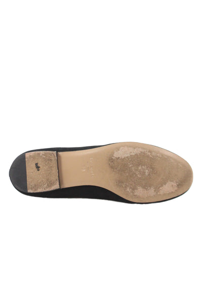 Kate Spade Womens Leather Suede Champagne Glass Slip On Shoes Black Size 7