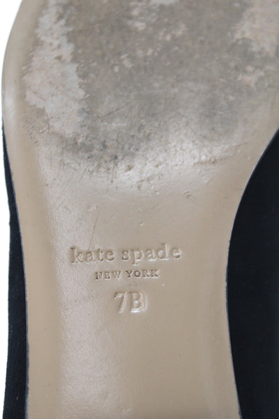 Kate Spade Womens Leather Suede Champagne Glass Slip On Shoes Black Size 7