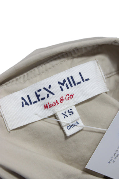 Alex Mill Women Collared Button-Up Cotton 3/4 Sleeve Beige Top Size XS