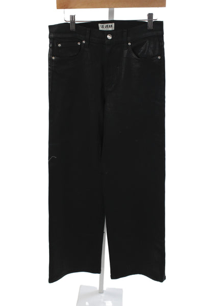 Le Jean Women Straight Black Cotton Mid Rise Jeans Size 29