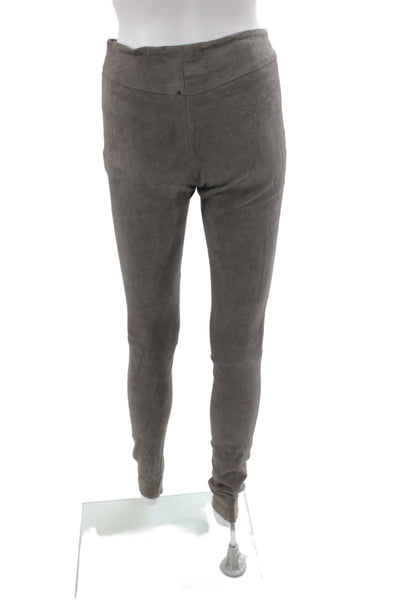 Loewe Womens Suede Leather Jeggings Gray Zip Size 6
