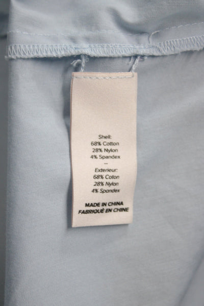 Cinq à Sept Women Blue Collared Cotton Button Long Sleeve Basic Blouse Size L