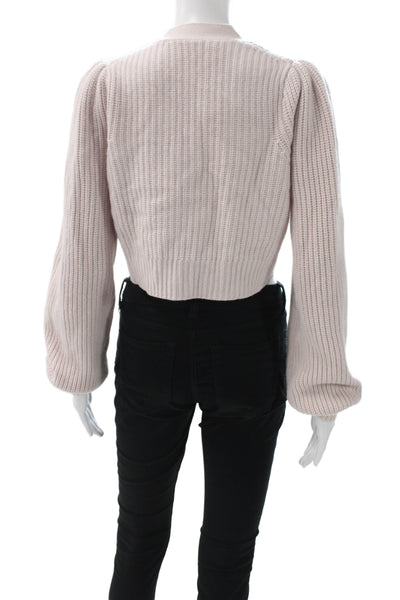 Love Shack Fancy Women Cardigan Pink V-Neck Long Sleeve Sparkly Size S