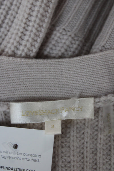 Love Shack Fancy Women Cardigan Pink V-Neck Long Sleeve Sparkly Size S