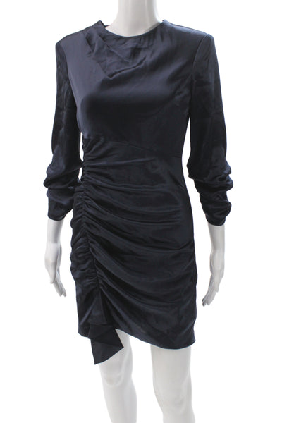 Cinq à Sept Womens Sheath Long Sleeve Cocktail Mini Dress Black Satin Size 4