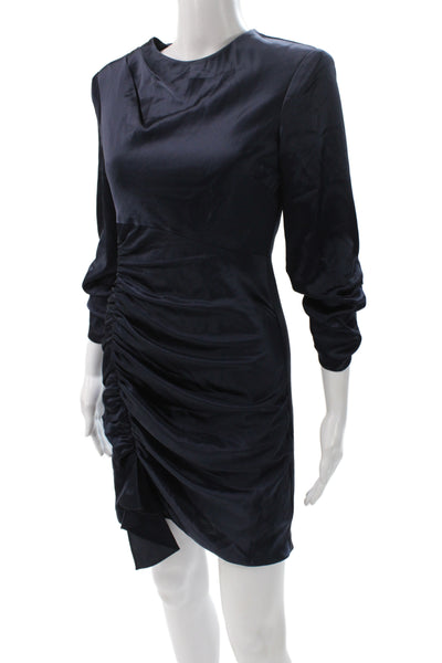 Cinq à Sept Womens Sheath Long Sleeve Cocktail Mini Dress Black Satin Size 4