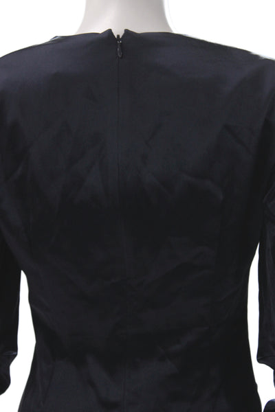 Cinq à Sept Womens Sheath Long Sleeve Cocktail Mini Dress Black Satin Size 4