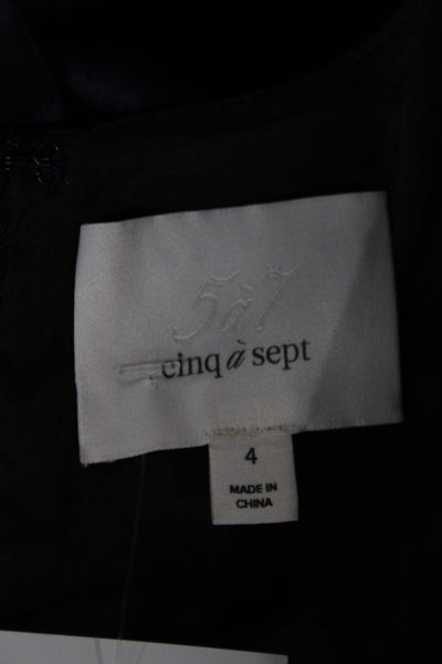 Cinq à Sept Womens Sheath Long Sleeve Cocktail Mini Dress Black Satin Size 4