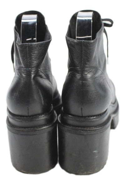 Cult Gaia Womens Leather Cap Toe Platform Block Heels Lace Up Shoes Black Size 8