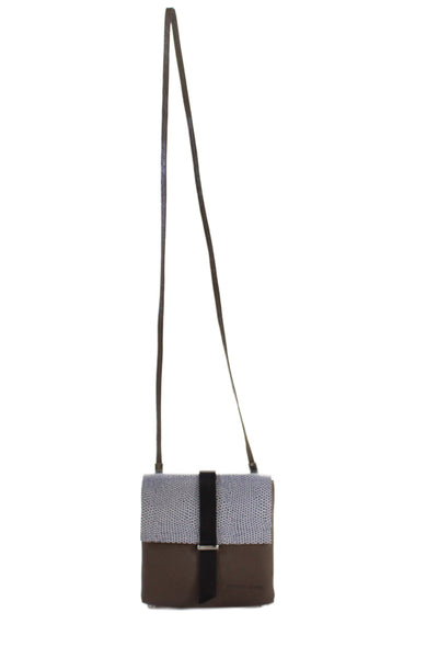 Daniella Lehavi Womens Single Strap Grained Leather Crossbody Handbag Brown