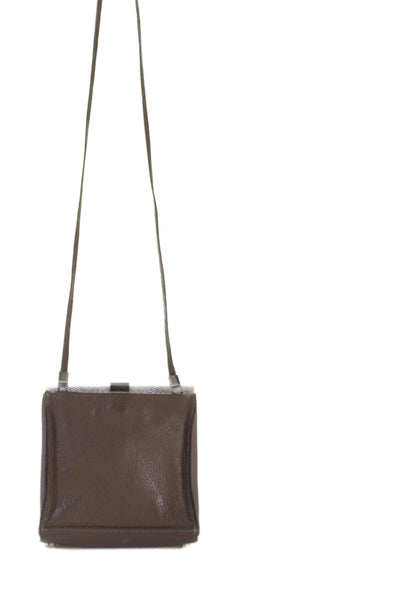 Daniella Lehavi Womens Single Strap Grained Leather Crossbody Handbag Brown