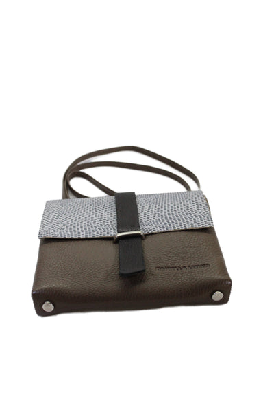 Daniella Lehavi Womens Single Strap Grained Leather Crossbody Handbag Brown