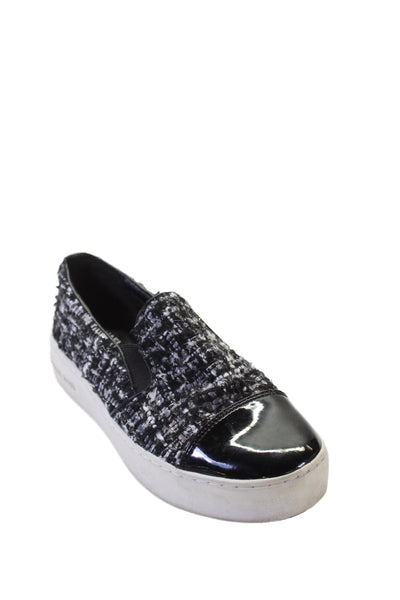 Michael Michael Kors Womens Slip On Cap Toe Tweed Sneakers Black White Size 37.5