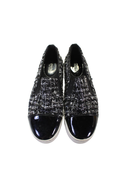 Michael Michael Kors Womens Slip On Cap Toe Tweed Sneakers Black White Size 37.5