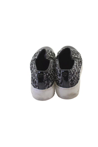 Michael Michael Kors Womens Slip On Cap Toe Tweed Sneakers Black White Size 37.5