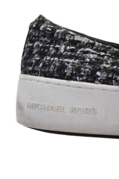 Michael Michael Kors Womens Slip On Cap Toe Tweed Sneakers Black White Size 37.5