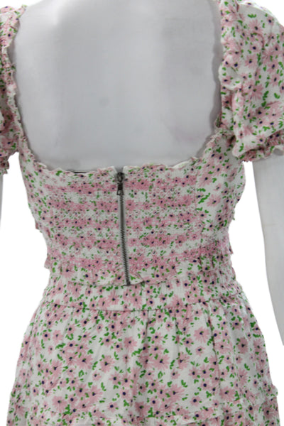 Alice + Olivia Women Floral Viscose Sweetheart Set Pink Short Skirt Size 6