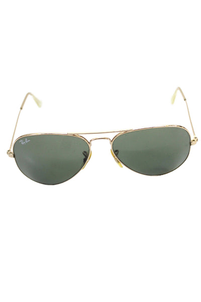Ray Ban Womens Metal Aviator Classic Sunglasses Black Gold 135mm