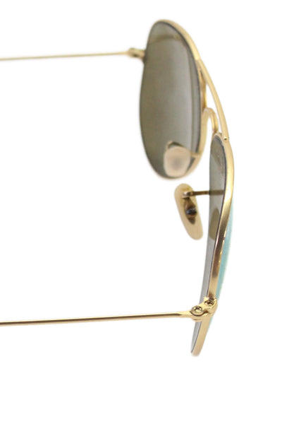Ray Ban Womens Metal Aviator Round Frame Sunglasses Gold Green 135mm