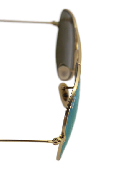 Ray Ban Womens Metal Aviator Round Frame Sunglasses Gold Green 135mm