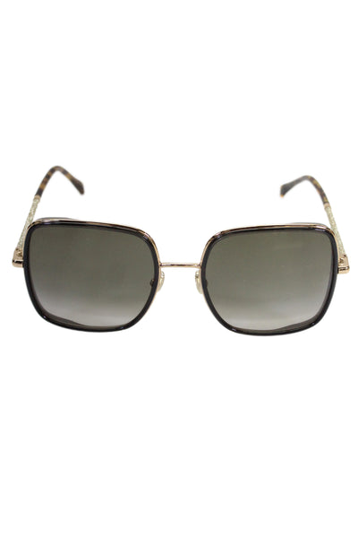 Jimmy Choo Womens Jayla/S Glitter Leopard Square Sunglasses Brown Plastic