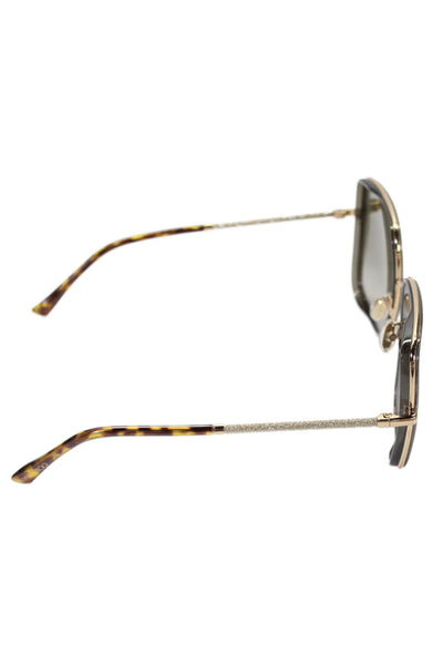 Jimmy Choo Womens Jayla/S Glitter Leopard Square Sunglasses Brown Plastic