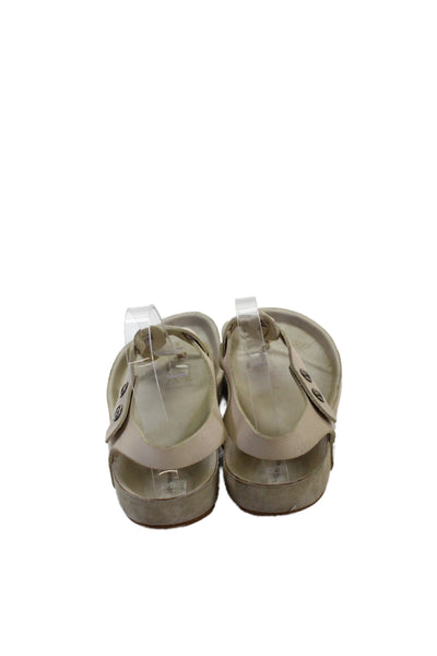 Isabel Marant Womens Leather Thong Ankle Strap Sandals Beige Size 10