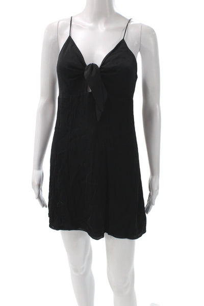 Alice + Olivia Womens Black V-Neck Mini Dress Sleeveless Zip Size 4
