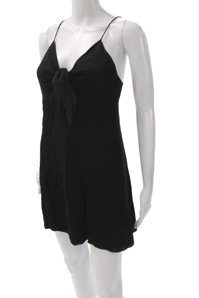 Alice + Olivia Womens Black V-Neck Mini Dress Sleeveless Zip Size 4