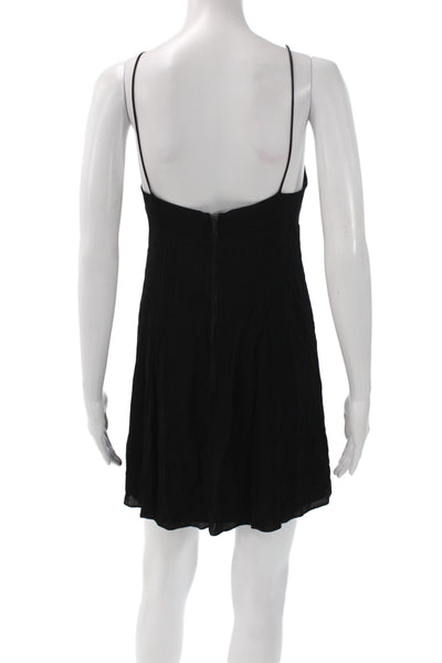 Alice + Olivia Womens Black V-Neck Mini Dress Sleeveless Zip Size 4