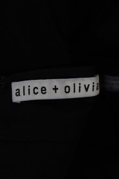 Alice + Olivia Womens Black V-Neck Mini Dress Sleeveless Zip Size 4