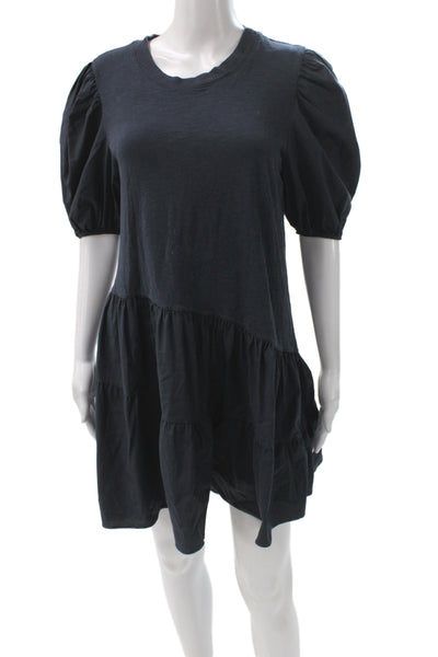 Cinq A Sept Womens T-Shirt Dress Black Cotton Crew Neck Short Sleeve Size S
